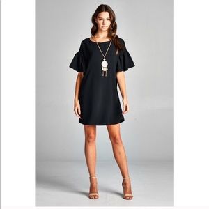 Black bell sleeve shift dress
